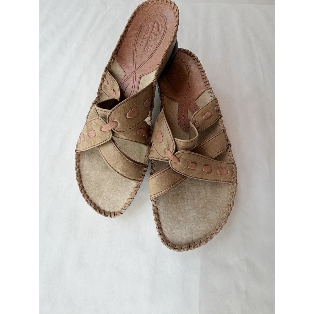 Clarks Artisan Womens Sandals 77403 Size 7.5 M Beige & Pale Pink Leather - Picture 4 of 14